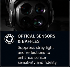 Optical sensors and baffles mission panel